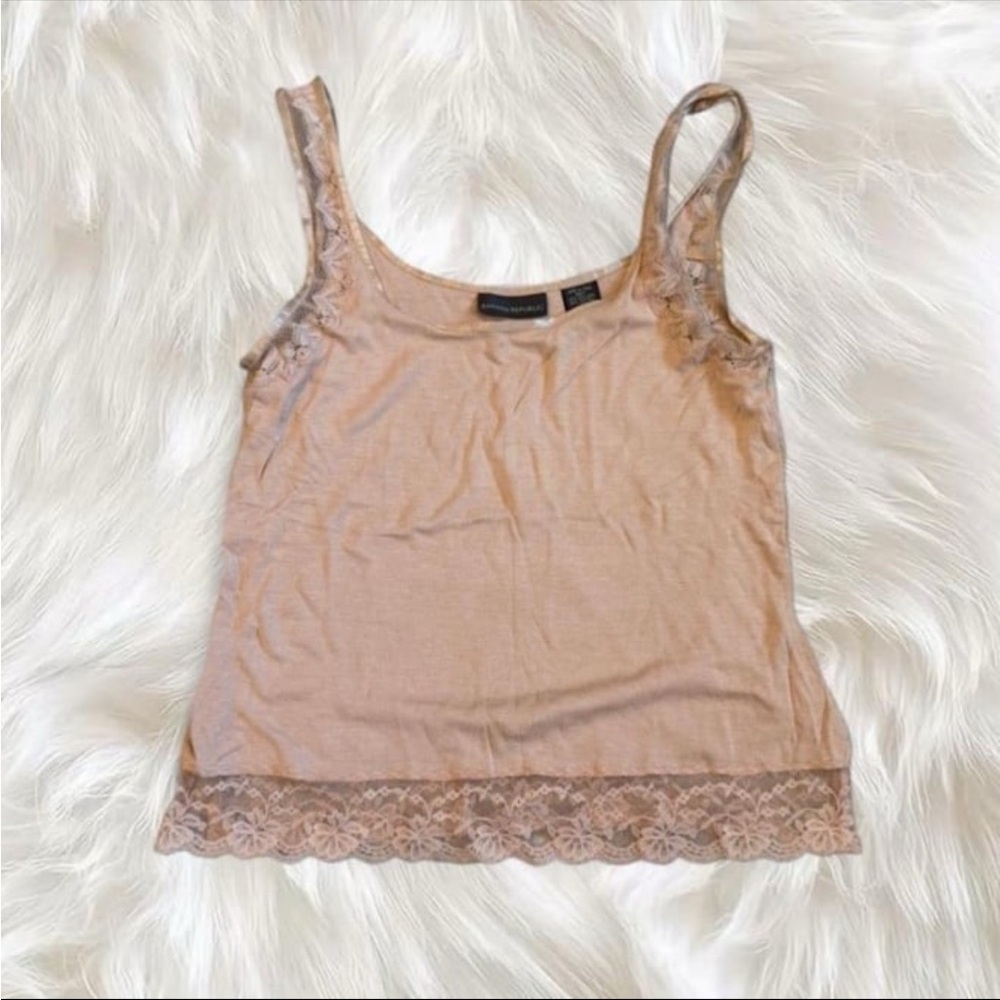 Banana Republic Pastel Pink Lace Trim Tank Top